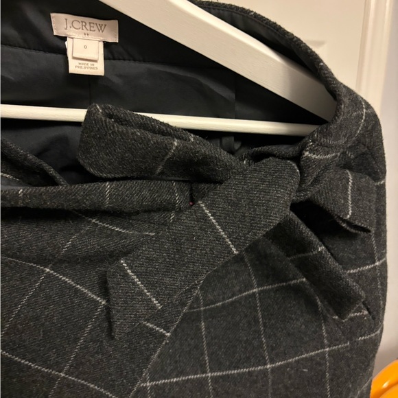 J. Crew plaid windowpane mini skirt grey & white, with wrap size 0 - Picture 5 of 7